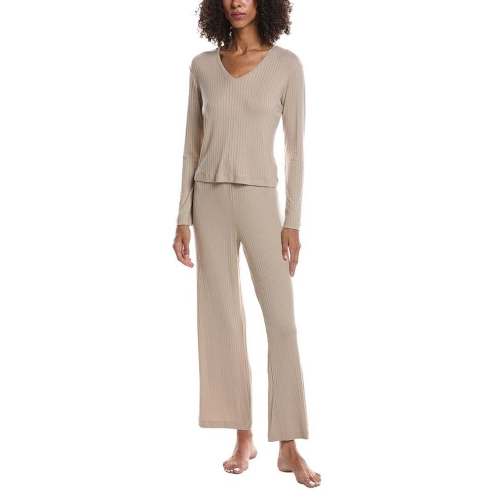 N Natori Womens  Harmony Rib V Neck Top And Pant